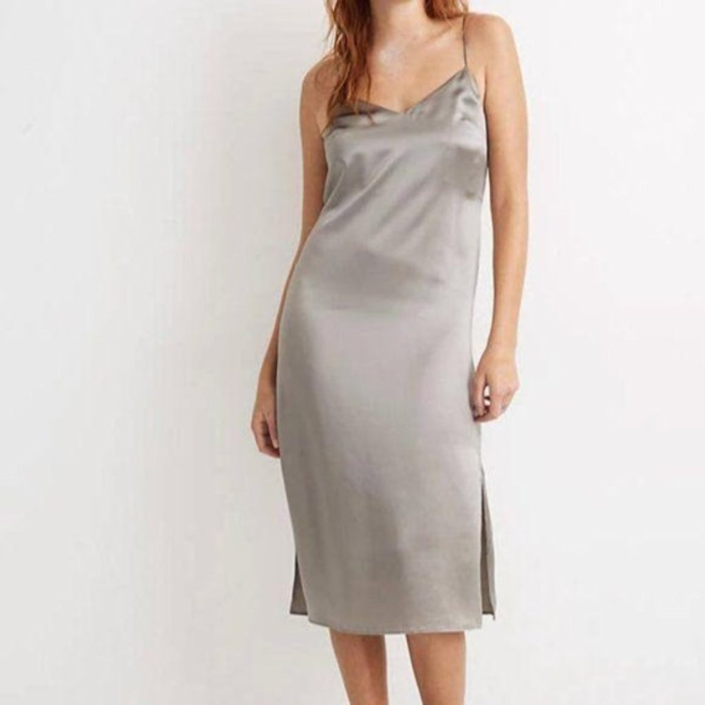Madewell, Silk Eva Side-Slit Slip Dress